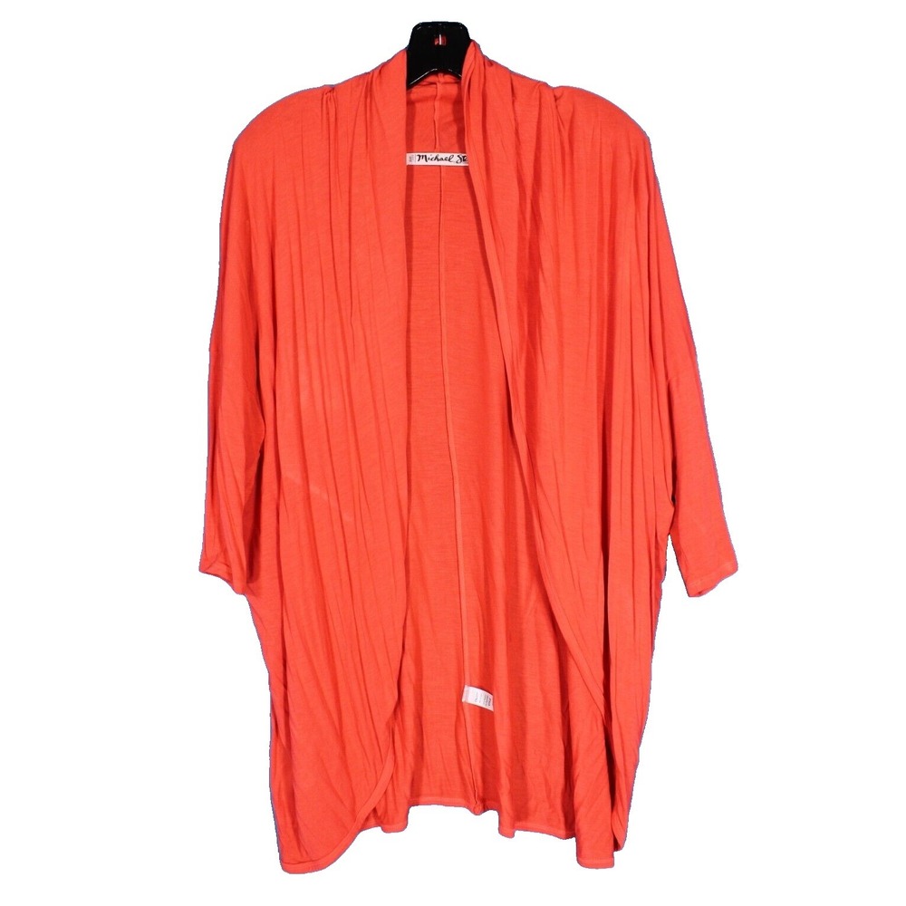 MICHAEL STARS Coral OPEN FRONT Stretch Knit 3/4 SLEEVE Cardigan KIMONO JACKET OS